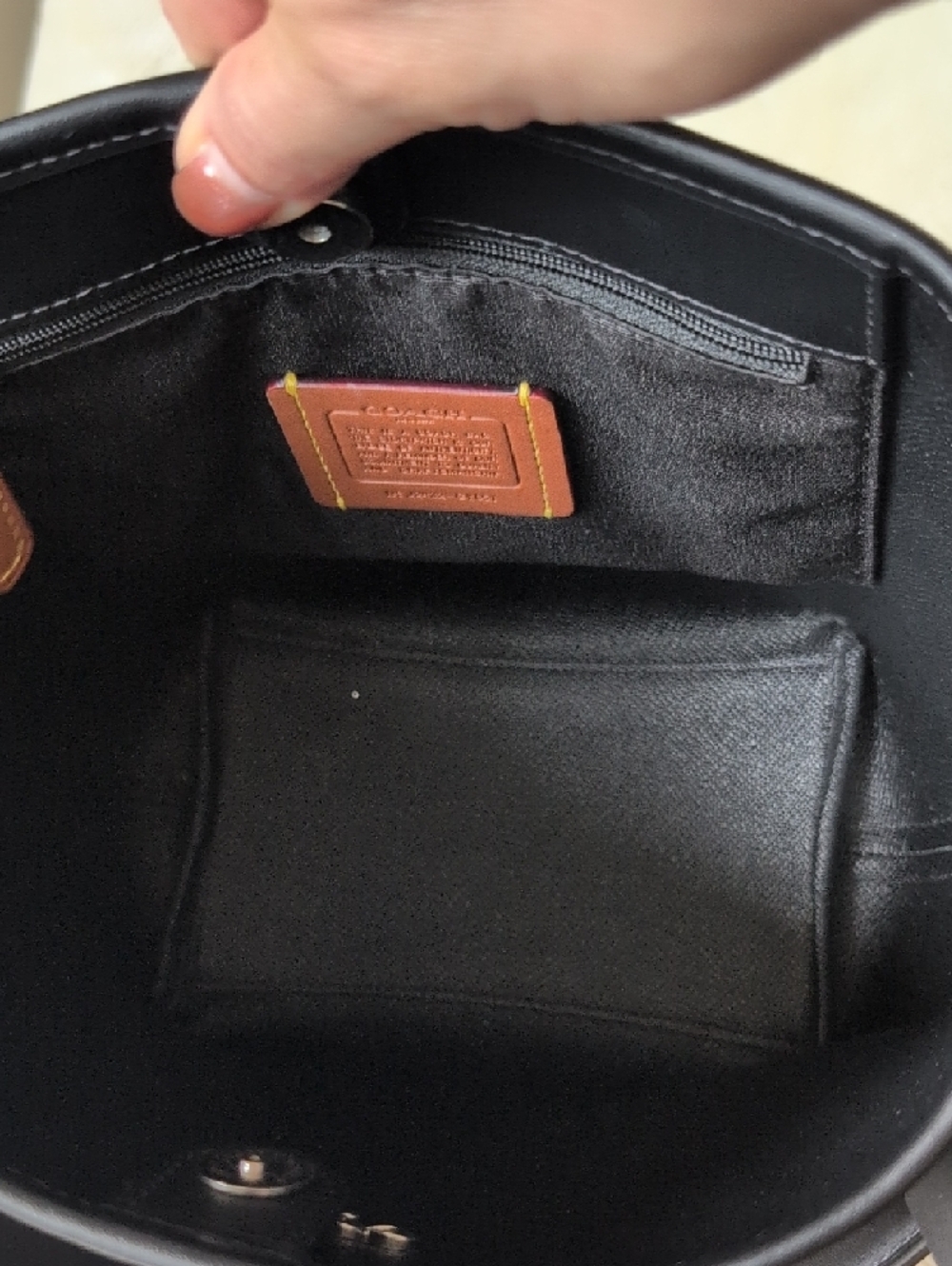 COACH Brown Floral Signature Bucket Crossbody with Black Accents - Picture 4 of 4